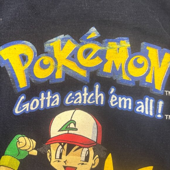 Vintage Pokemon Shirt Medium Fitted Cotton Crewneck Double Sided Graphic 1999 - Picture 10 of 11